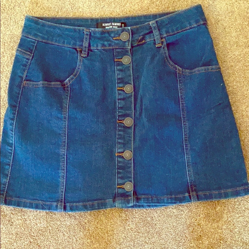 High waisted denim skirt